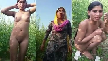 Desi mms porn video Punjabi girl naked in field with Bihari bf