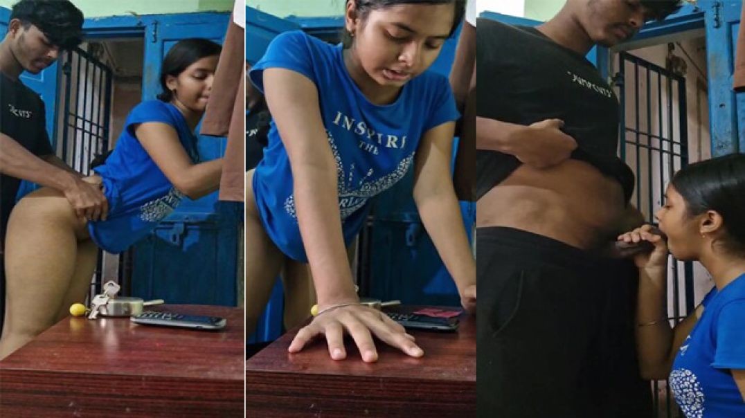 Fsiblog Desi MMS ⁣Horny School Girl Sucking and Standing Doggy Fuck with Lover In Coaching Class
